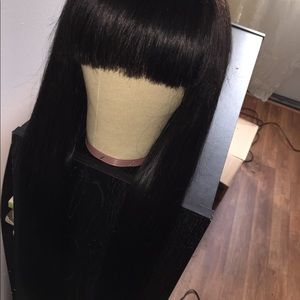 Jet black wig